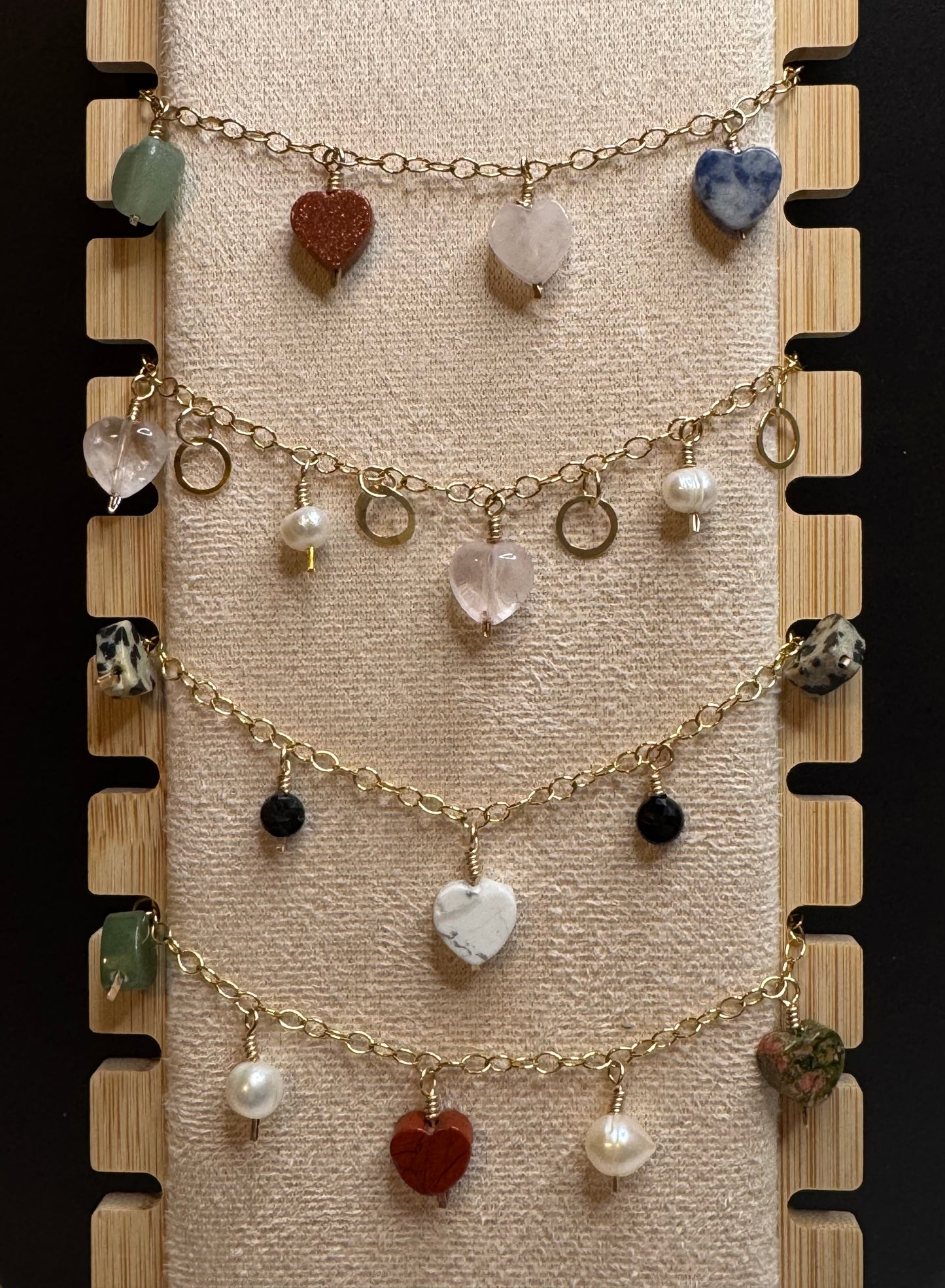 Amore- Multicolor Hearts and Freshwater Pearls Charm Bracelet