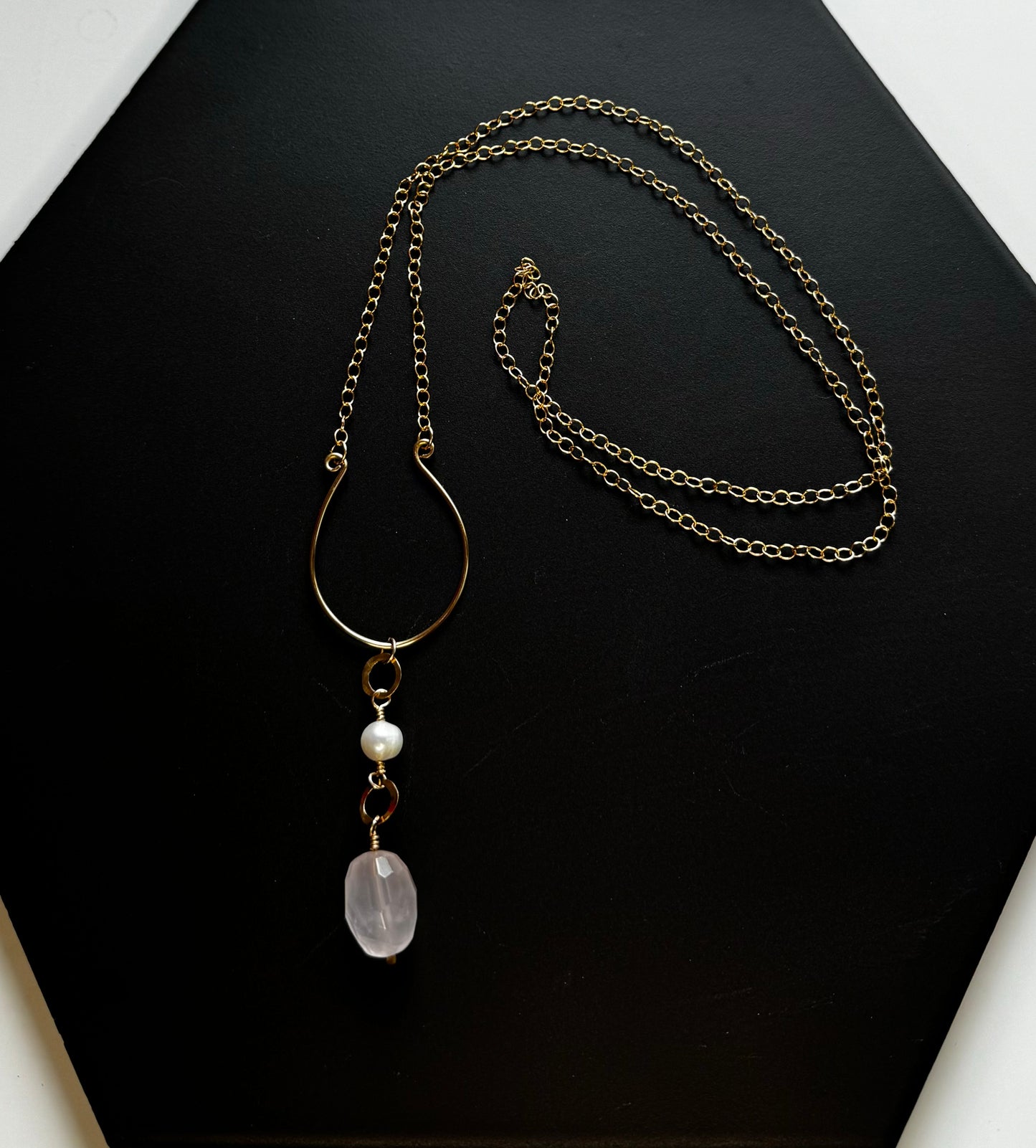 Love - "U" Shape Rose Quartz Necklace