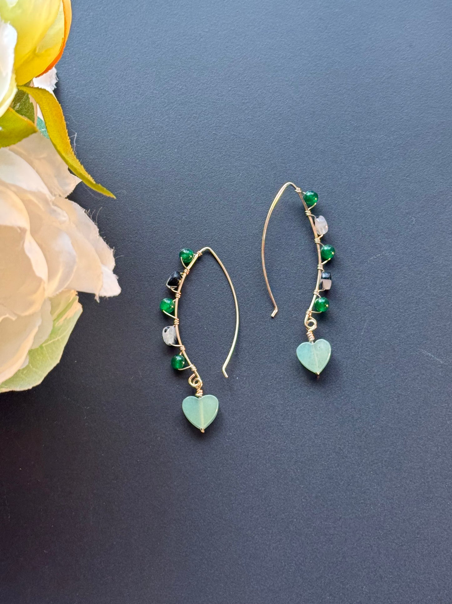 Amore- Aventurine Dangle Earrings