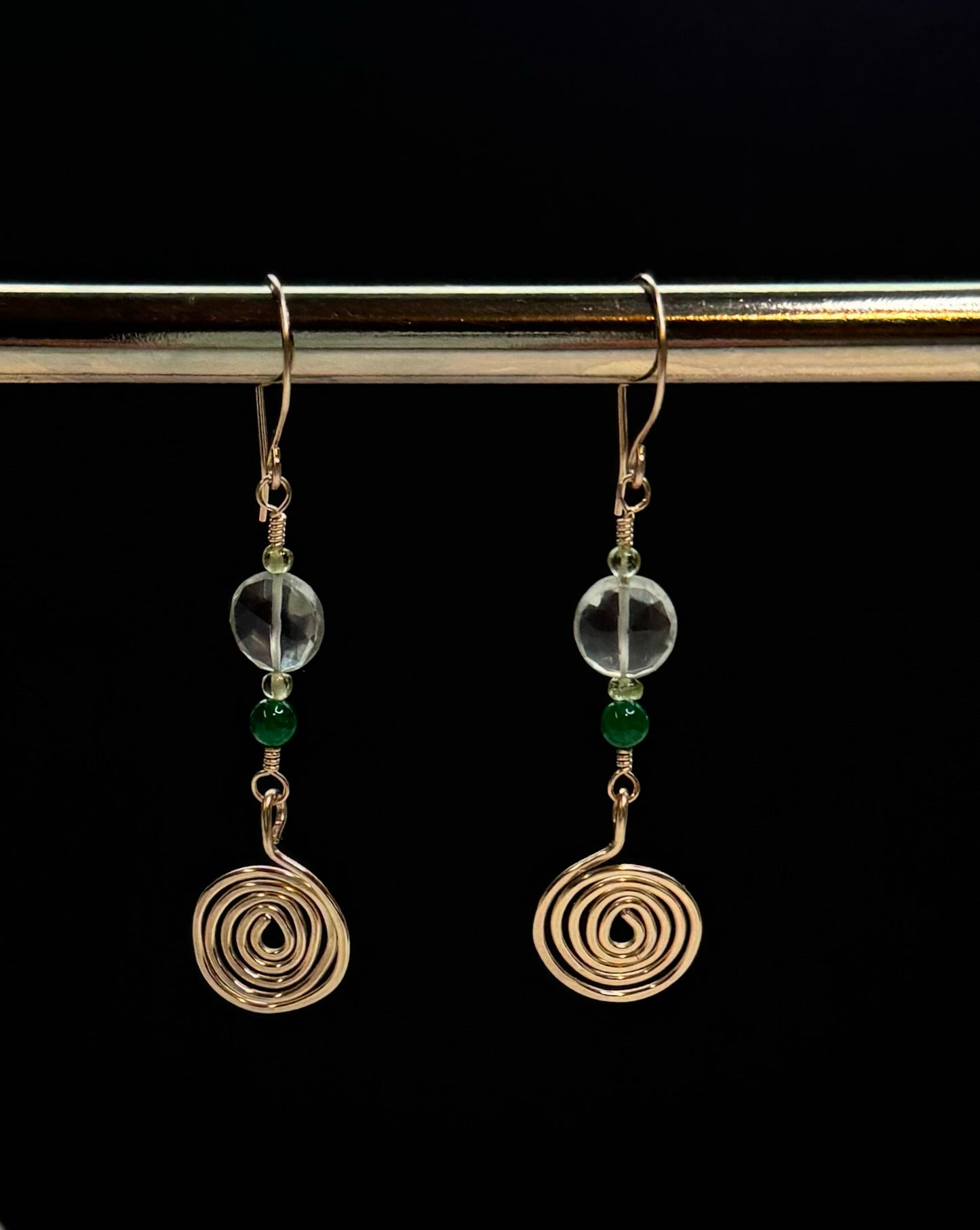 Spiral Jade dangle earrings