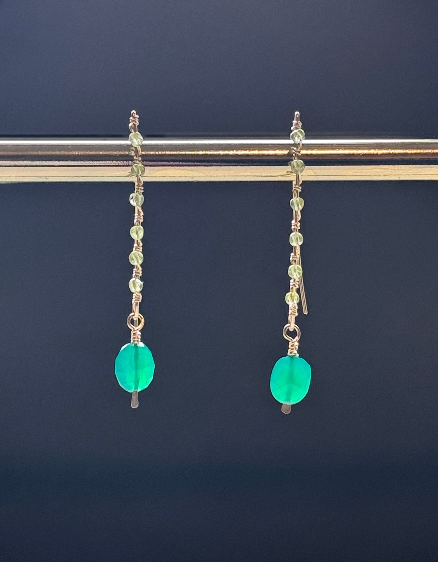 Peridot Wire wrapped earrings