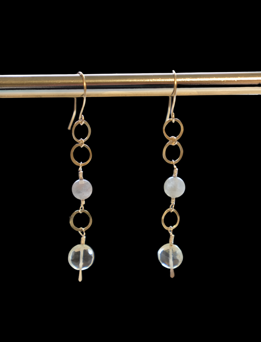 Green Quartz and Labradorite rings Dangled Earrings