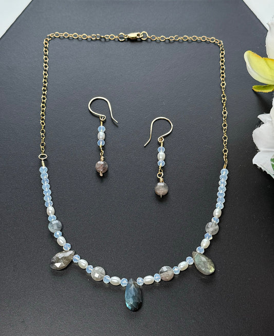 Labradorite Necklace and Earrings