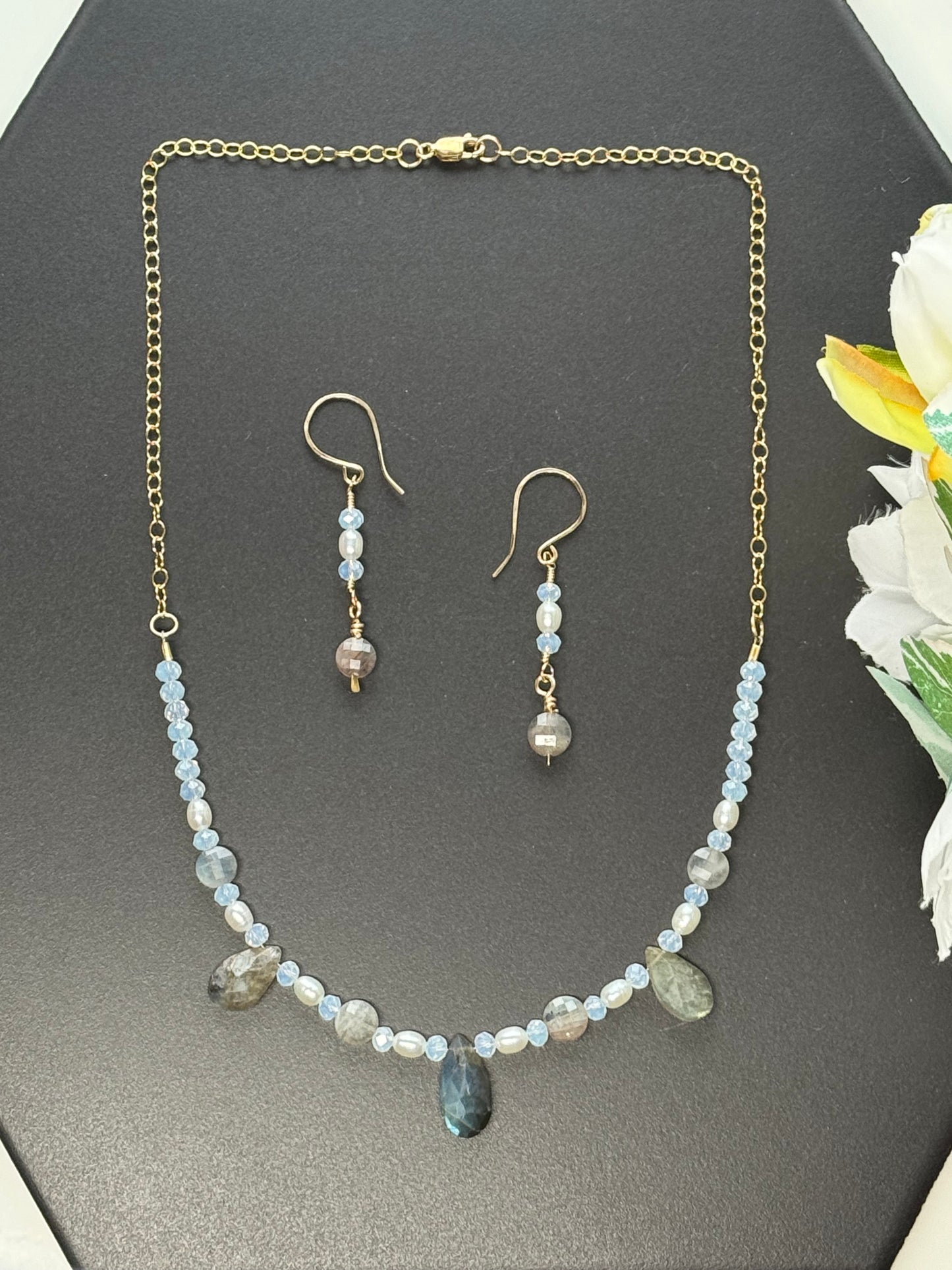 Labradorite Necklace and Earrings