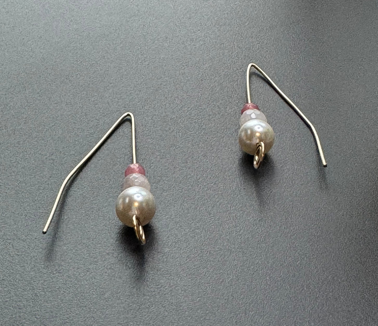 Rhodocrosite Inverted-V Spiral Earrings