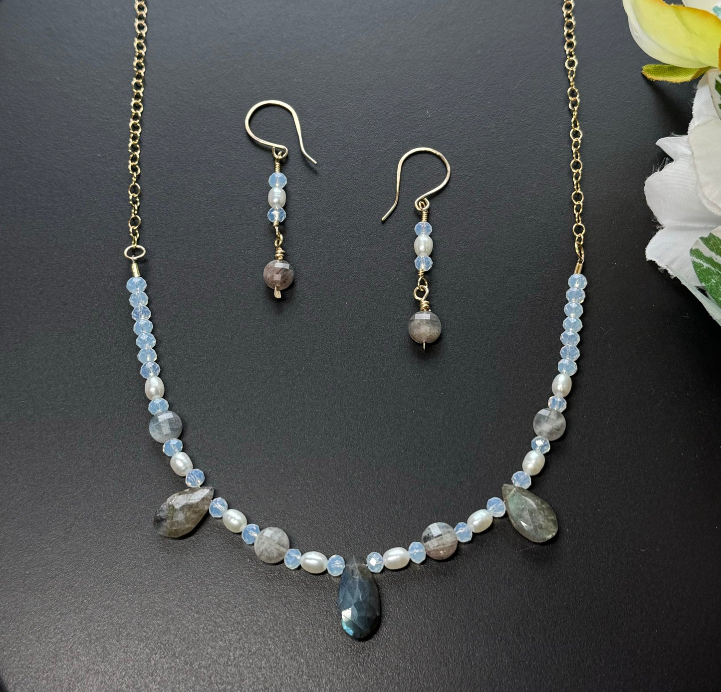 Labradorite Necklace and Earrings
