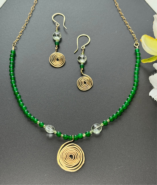 Spiral Jade necklace and earrings