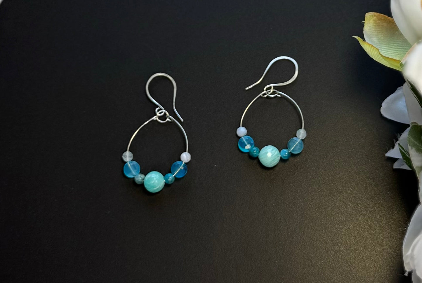 Hoops- Sterling Silver Amazonite