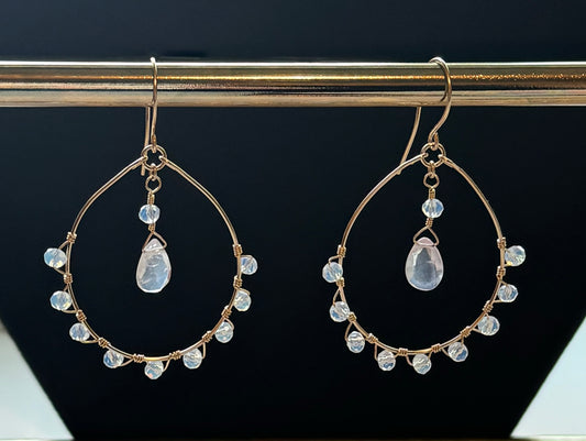 Love- Wire wrapped Rose Quartz earrings