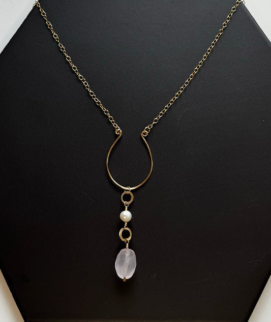 Love - "U" Shape Rose Quartz Necklace