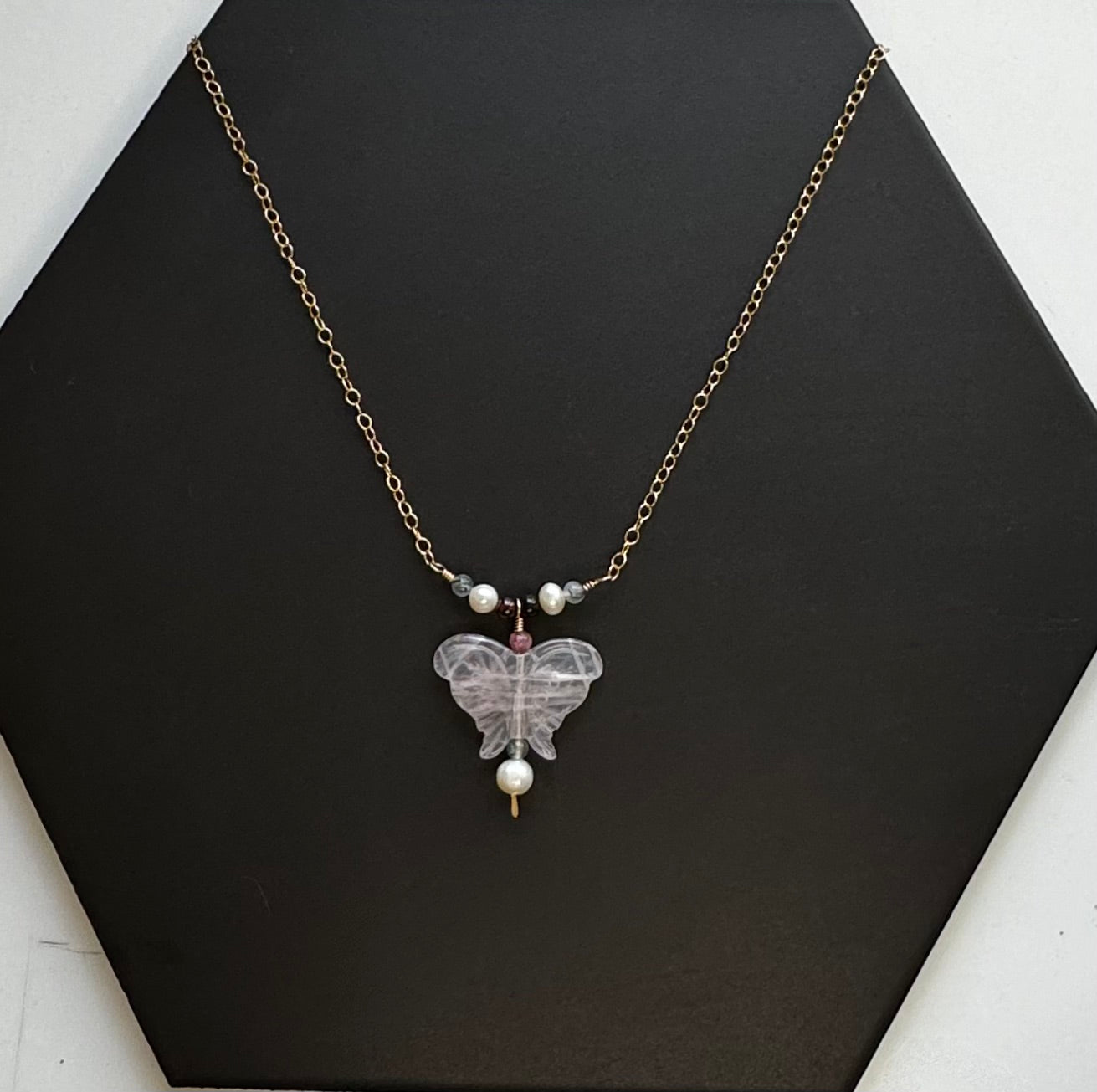 Rose Quartz Butterfly Necklace