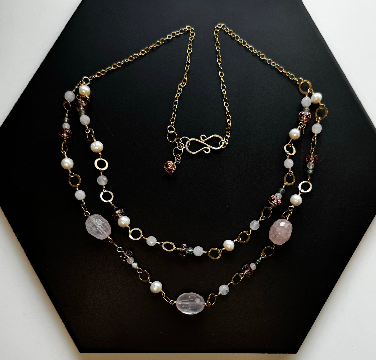 Double Strand Rose Quartz Necklace