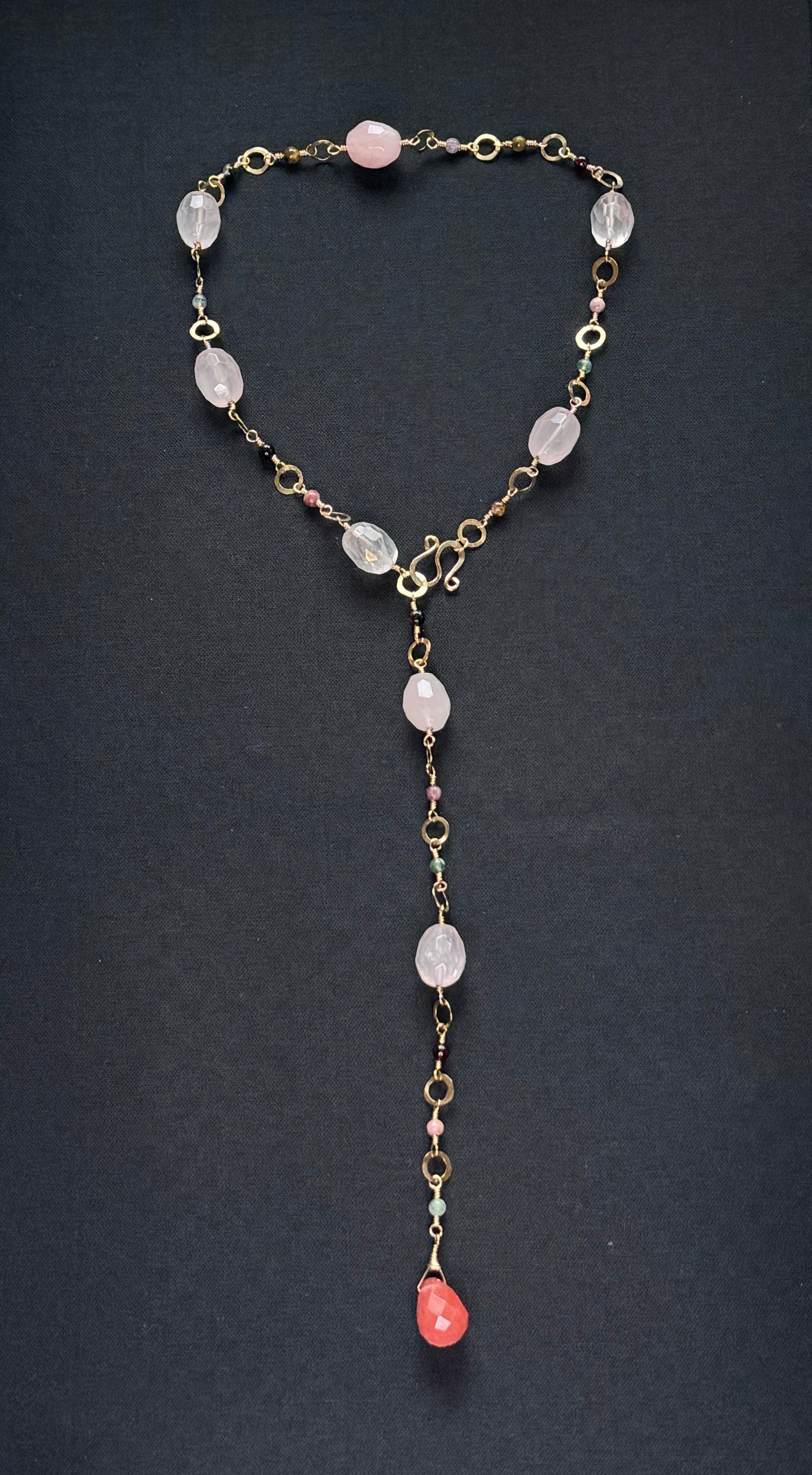 Rose Quartz Adjustable Long Necklace