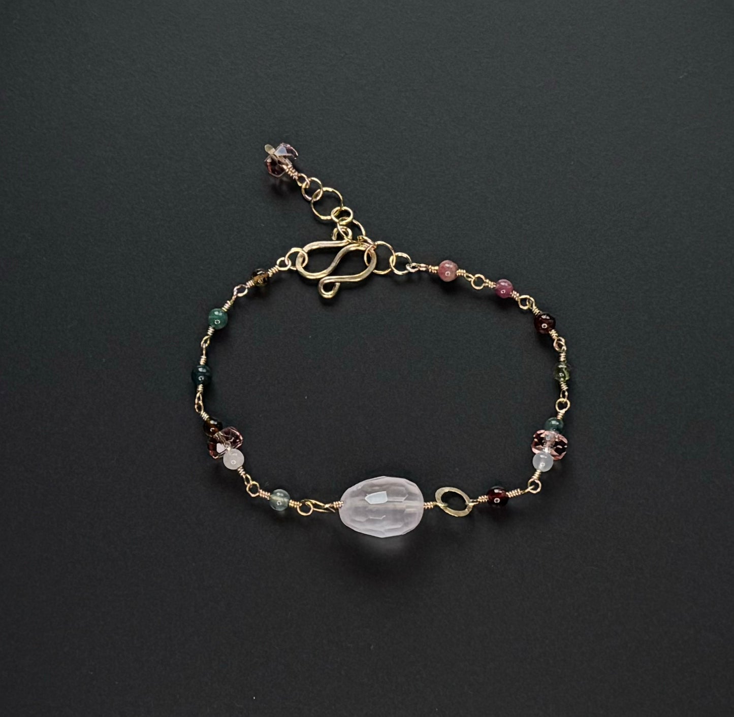 Rose Quartz and rings Bracelet