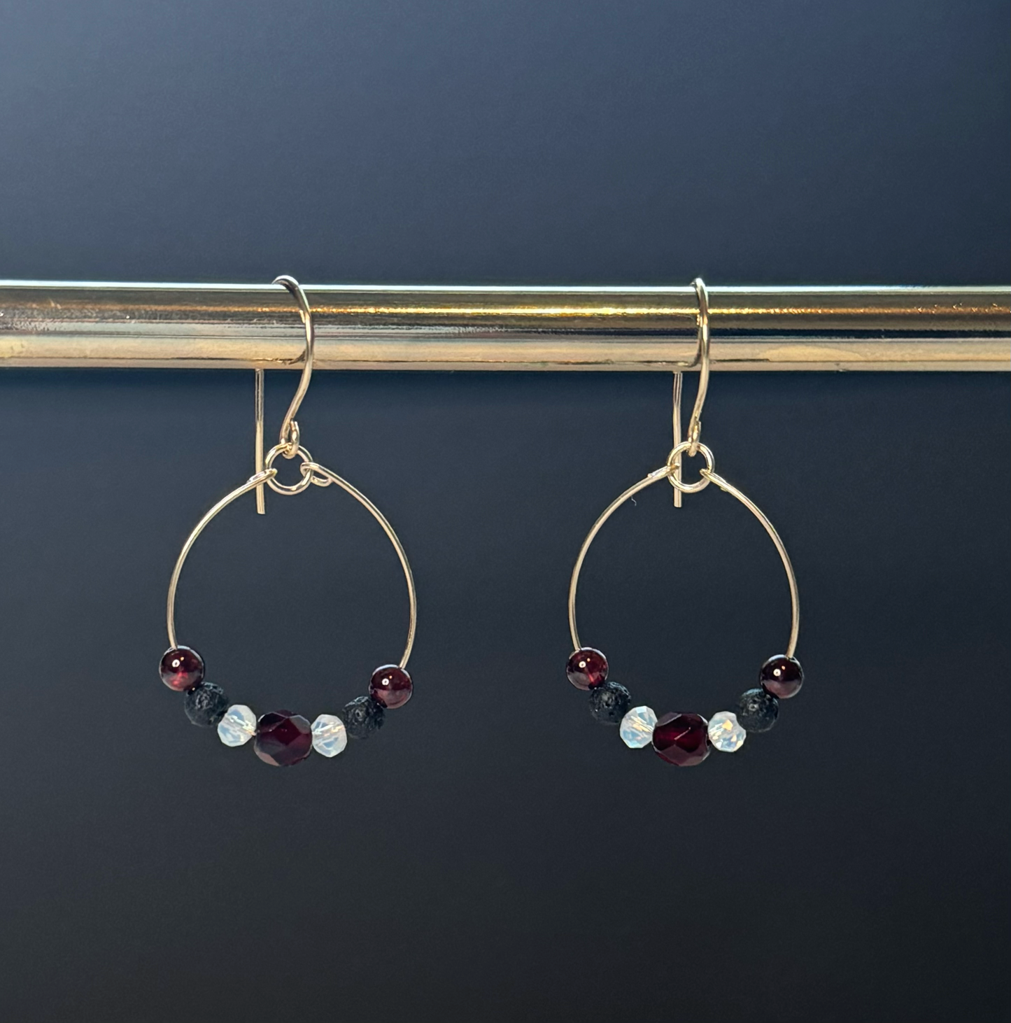 Hoops- Garnet and Opalite