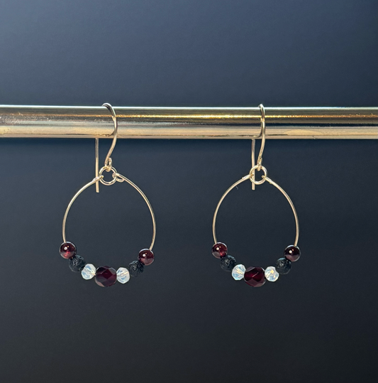 Hoops- Garnet and Opalite