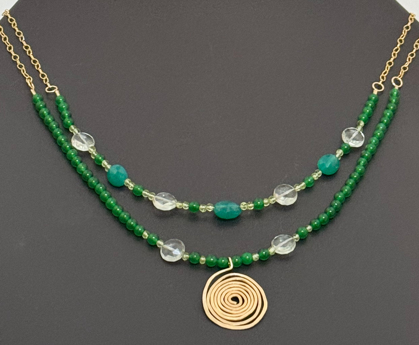 Spiral Jade Peridot chain necklace