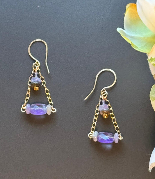 Serenity- Amethyst 14K Gold Filled dangle earrings